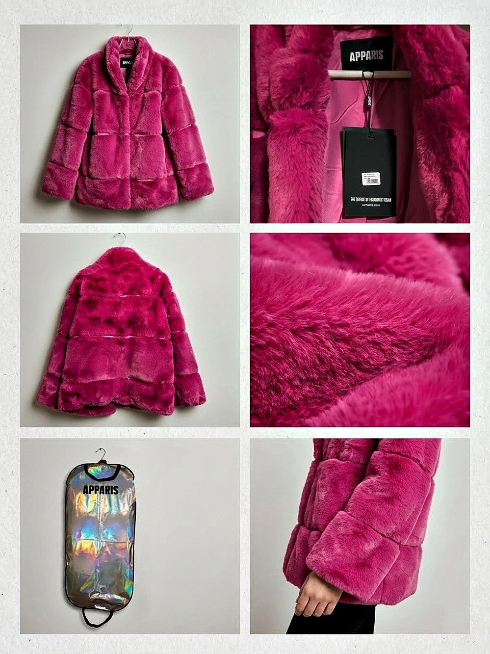Apparis Sophie Faux Fur Coat Pink